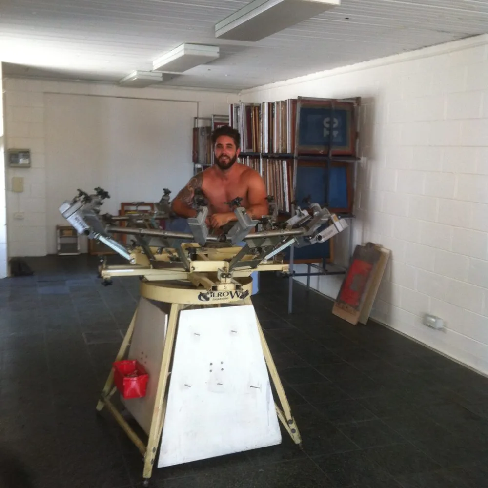 Screenlab's first manual screen printing carousel, 2013